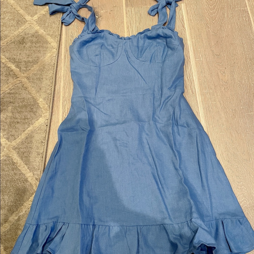 Reformation Desiree Linen Dress Dusk - Picture 5 of 7